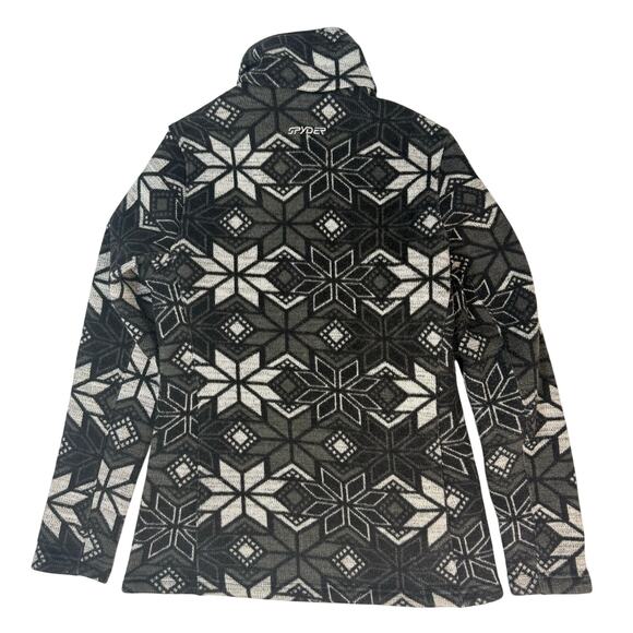 Spyder Women’s 1/4 Zip Fleece Pullover Black Snowflake Print Size 10 Runs Small - Picture 1 of 9